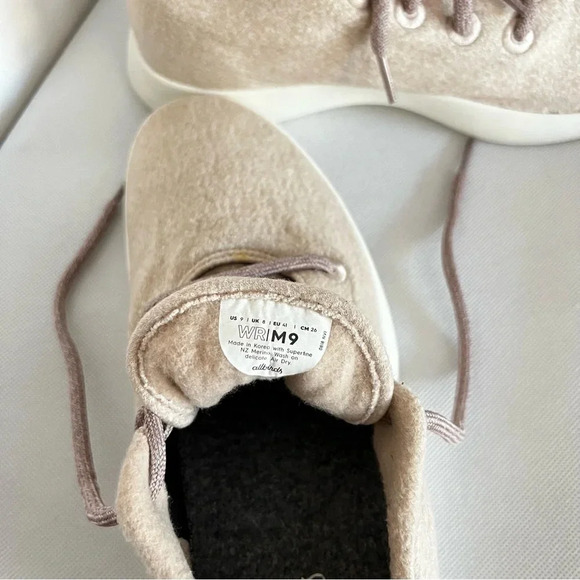 Allbirds Men’s Wool Runner Sneakers Size 9 Oatmeal Light Brown Mizzles - Picture 12 of 12